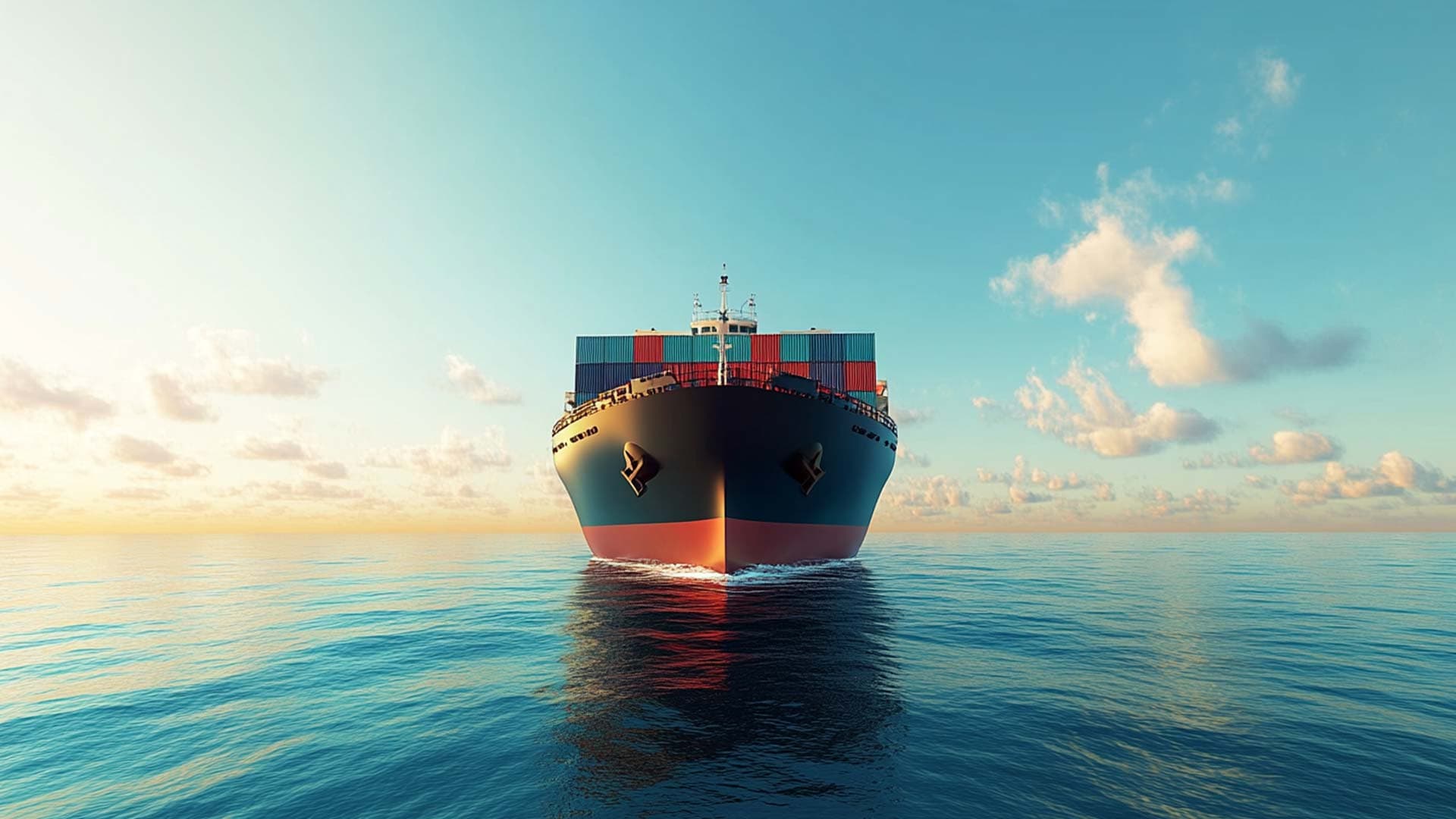 Cargo ship on the open sea