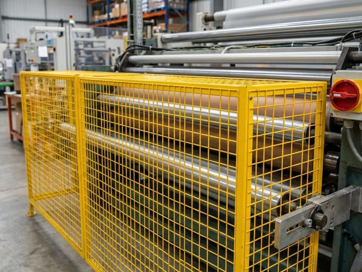 Guarded industrial laminator with an isolation control in a factory
