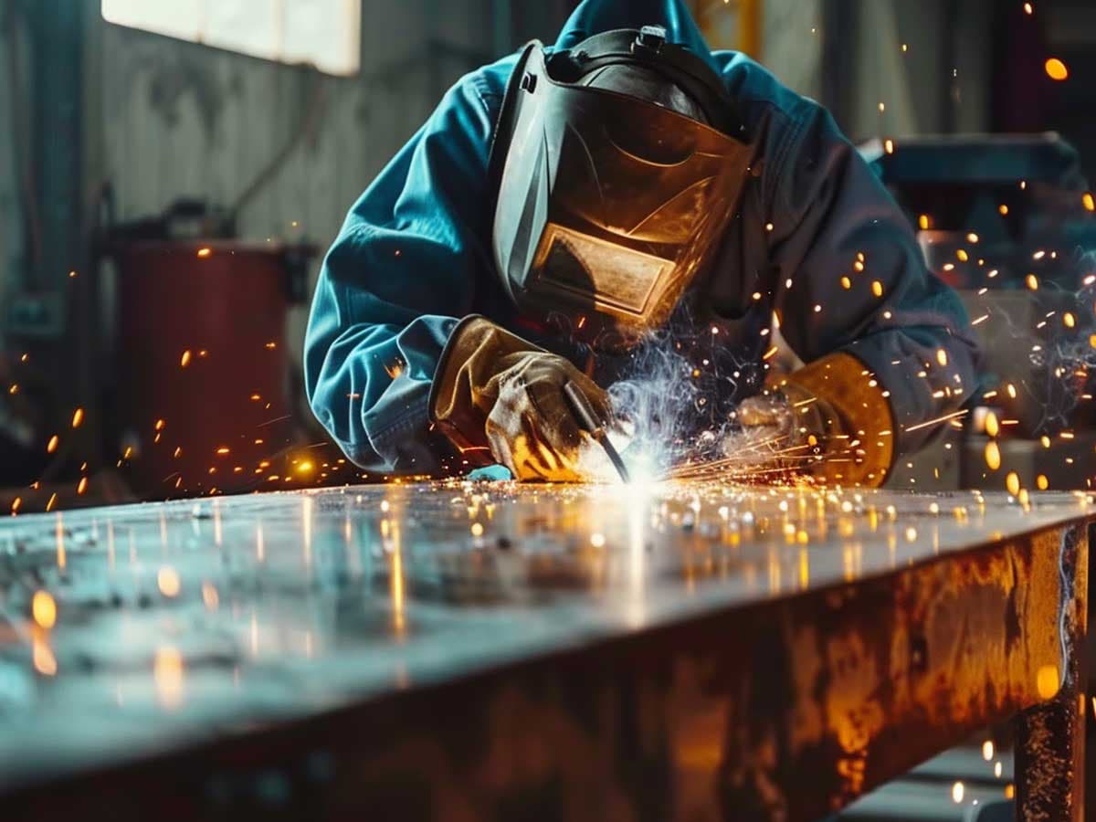 Welder welding sheet metal