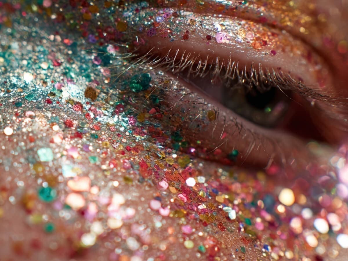 Glitter on face