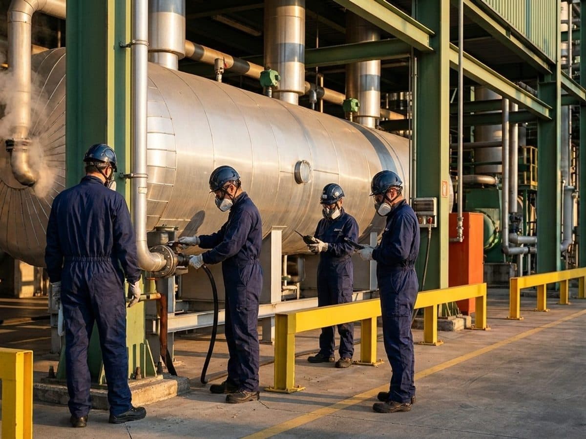 Italian factory team taking part in emergency-response training