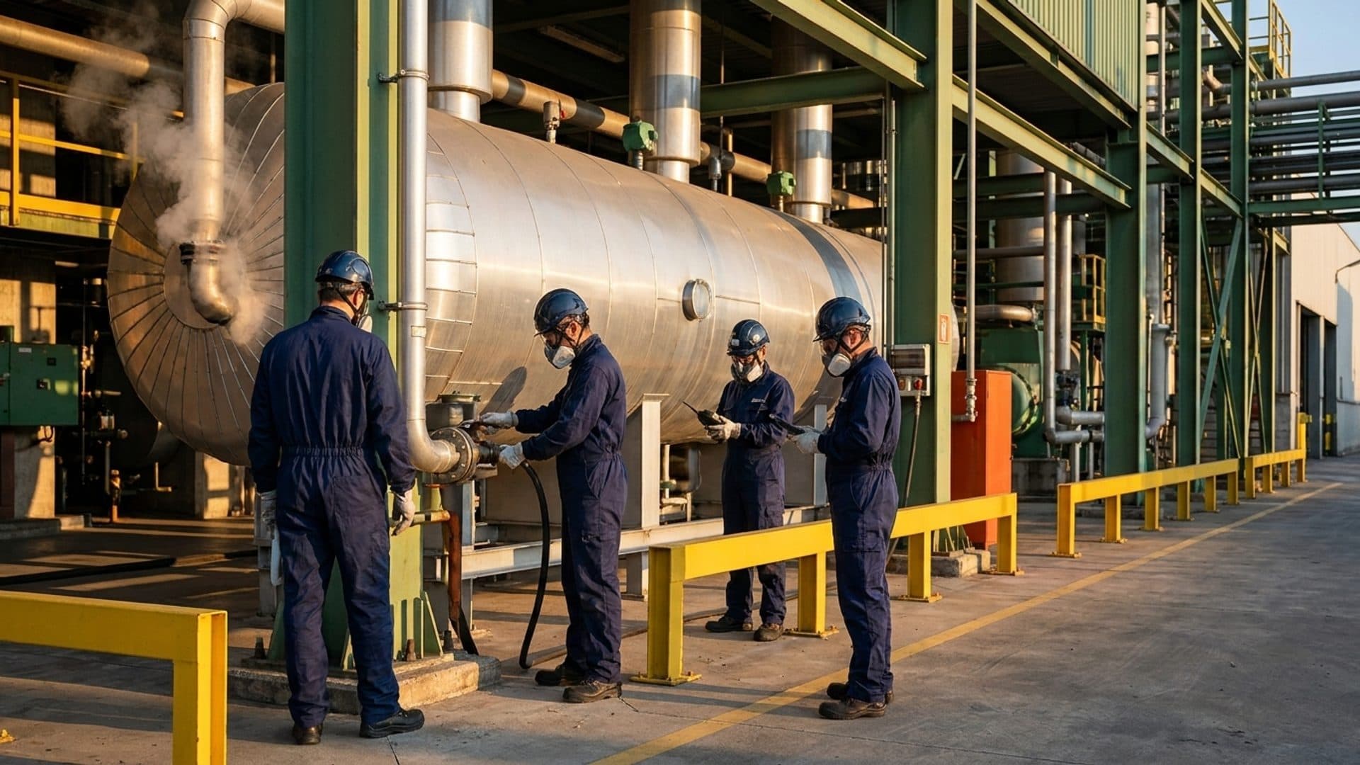 Italian factory team taking part in emergency-response training