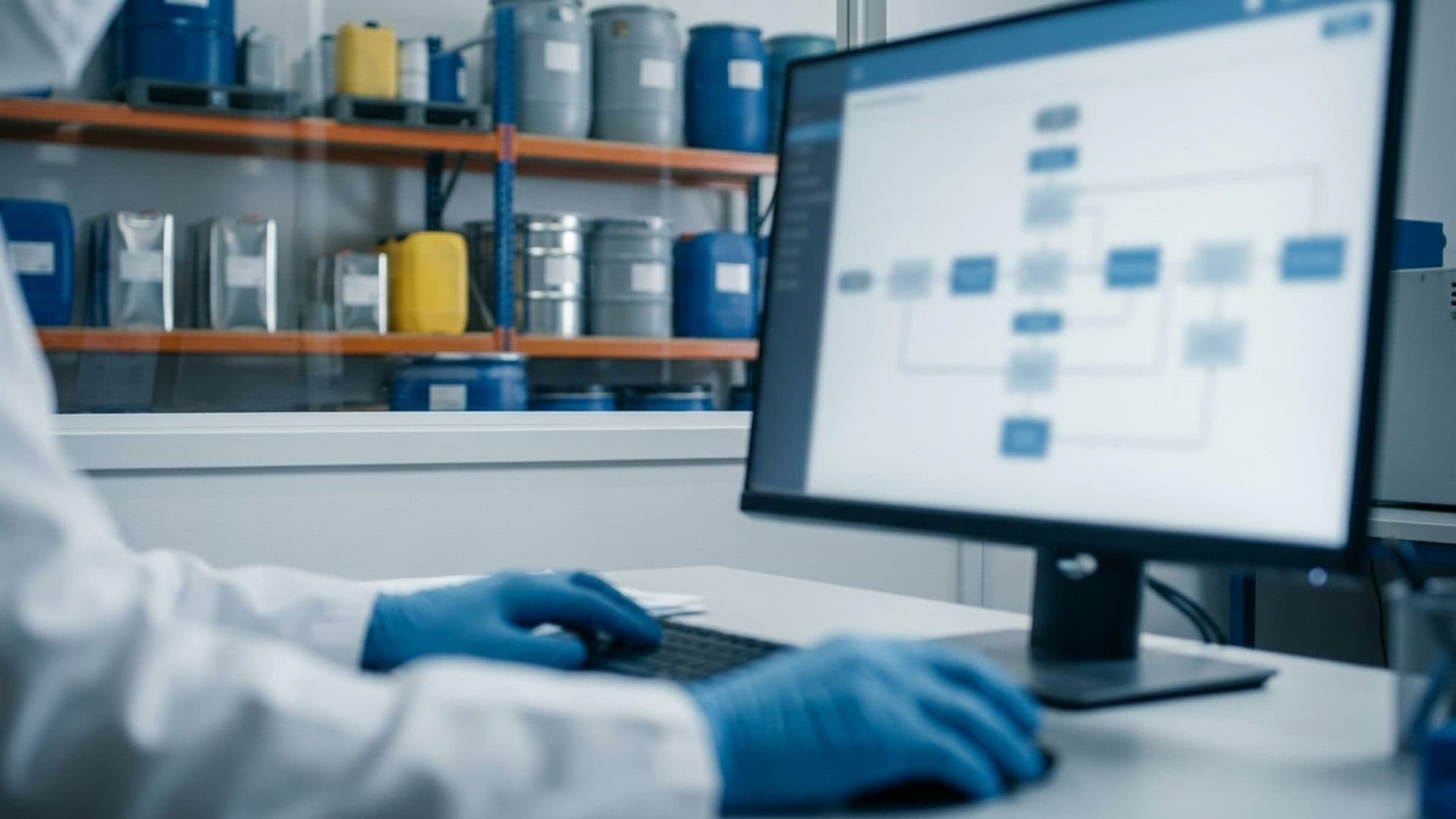 Marketplace compliance reviewer checking a regulated chemical workflow