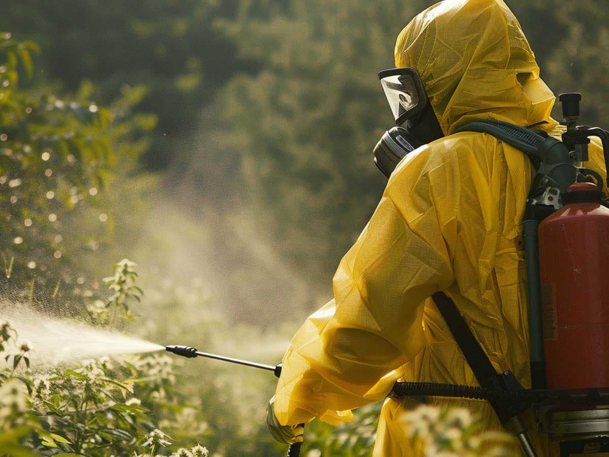 Someone spraying pesticide