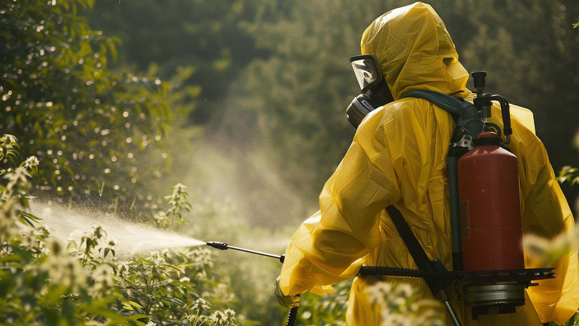 Someone spraying pesticide