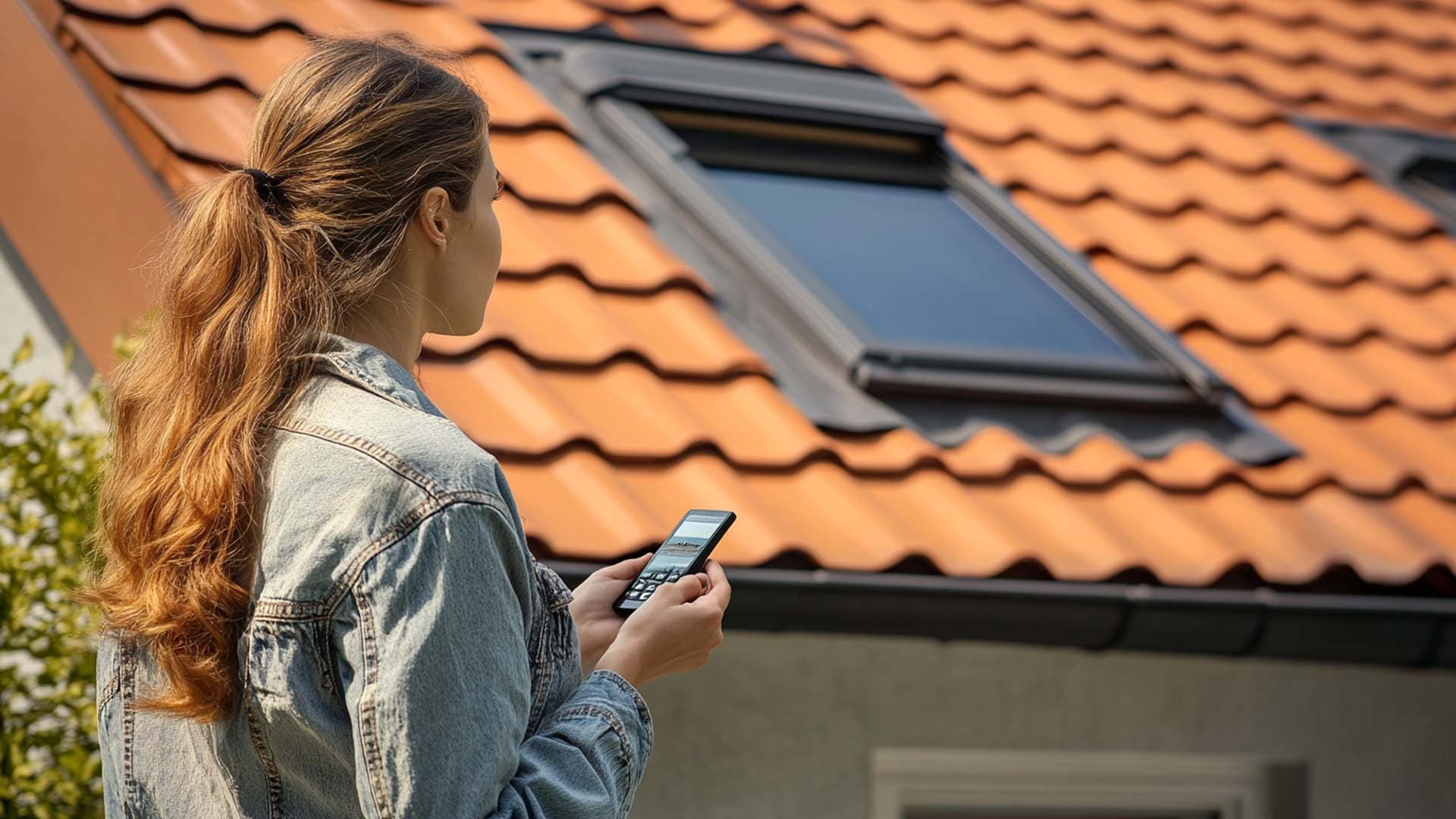 Woman using remote on electric pvc windows