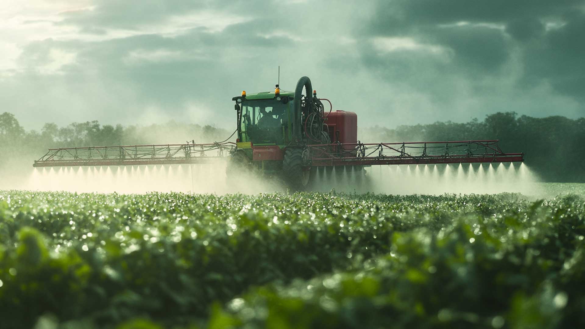 Tractor spraying pesticides