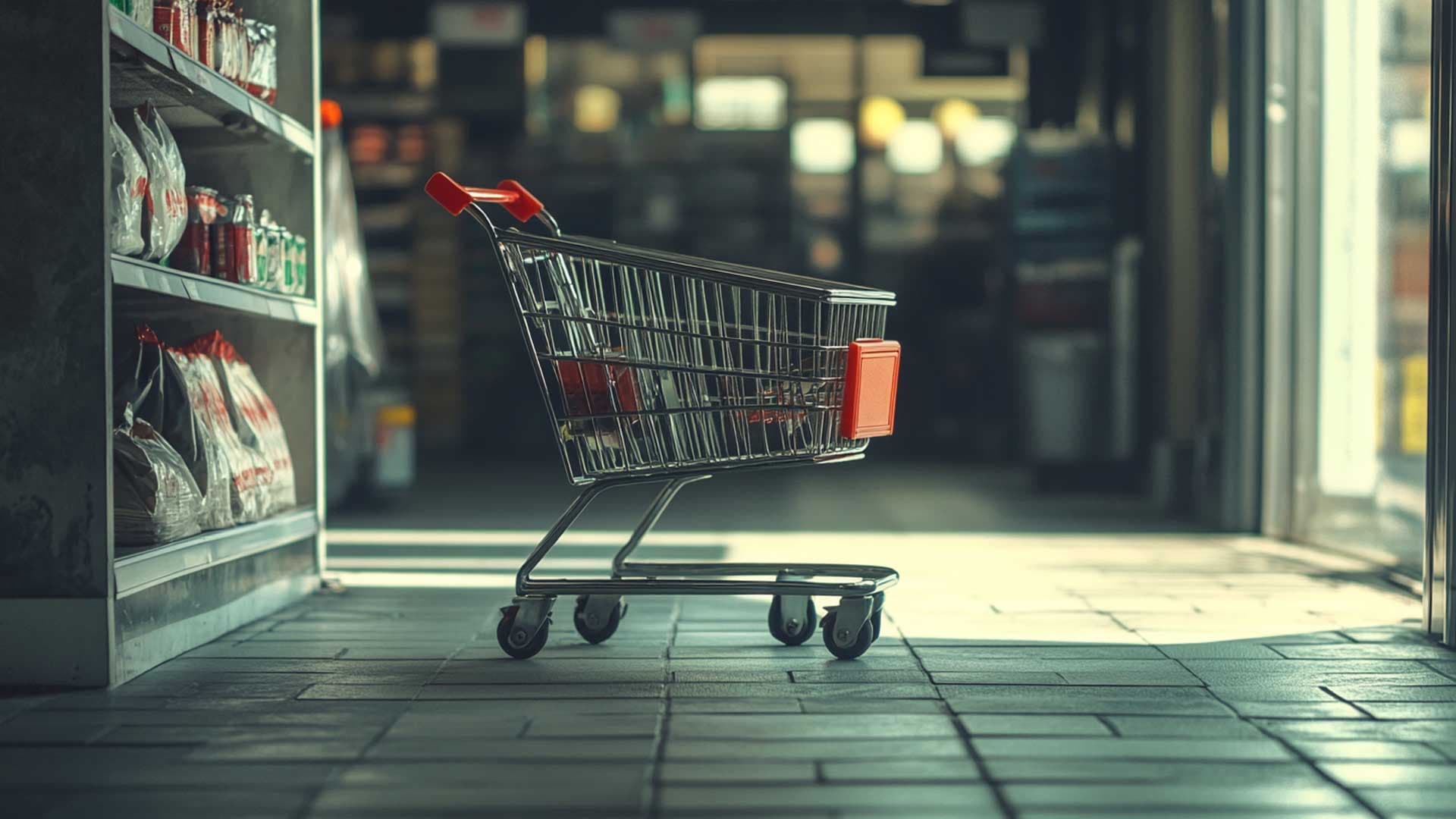 Shopping trolley in a shop