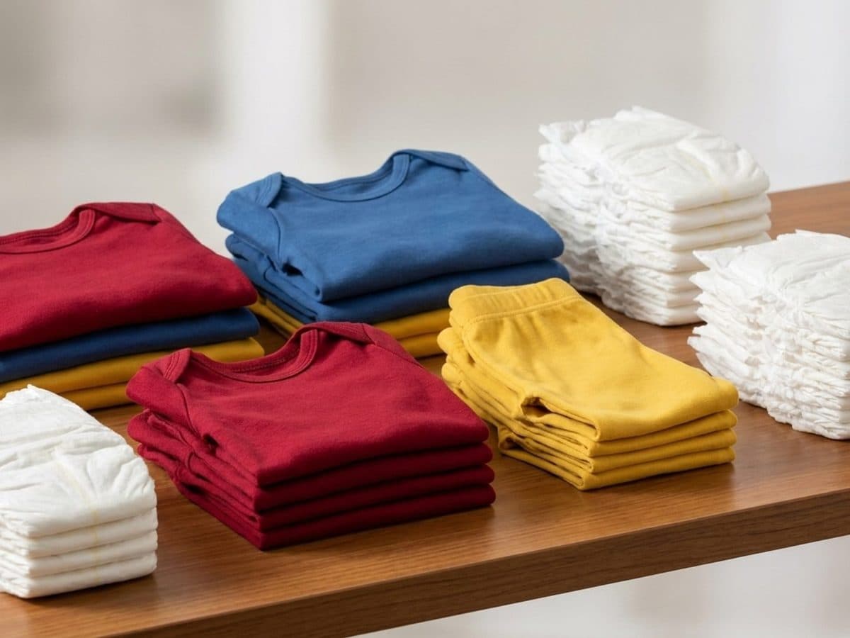 Clothing and baby diaper products prepared for material compliance review