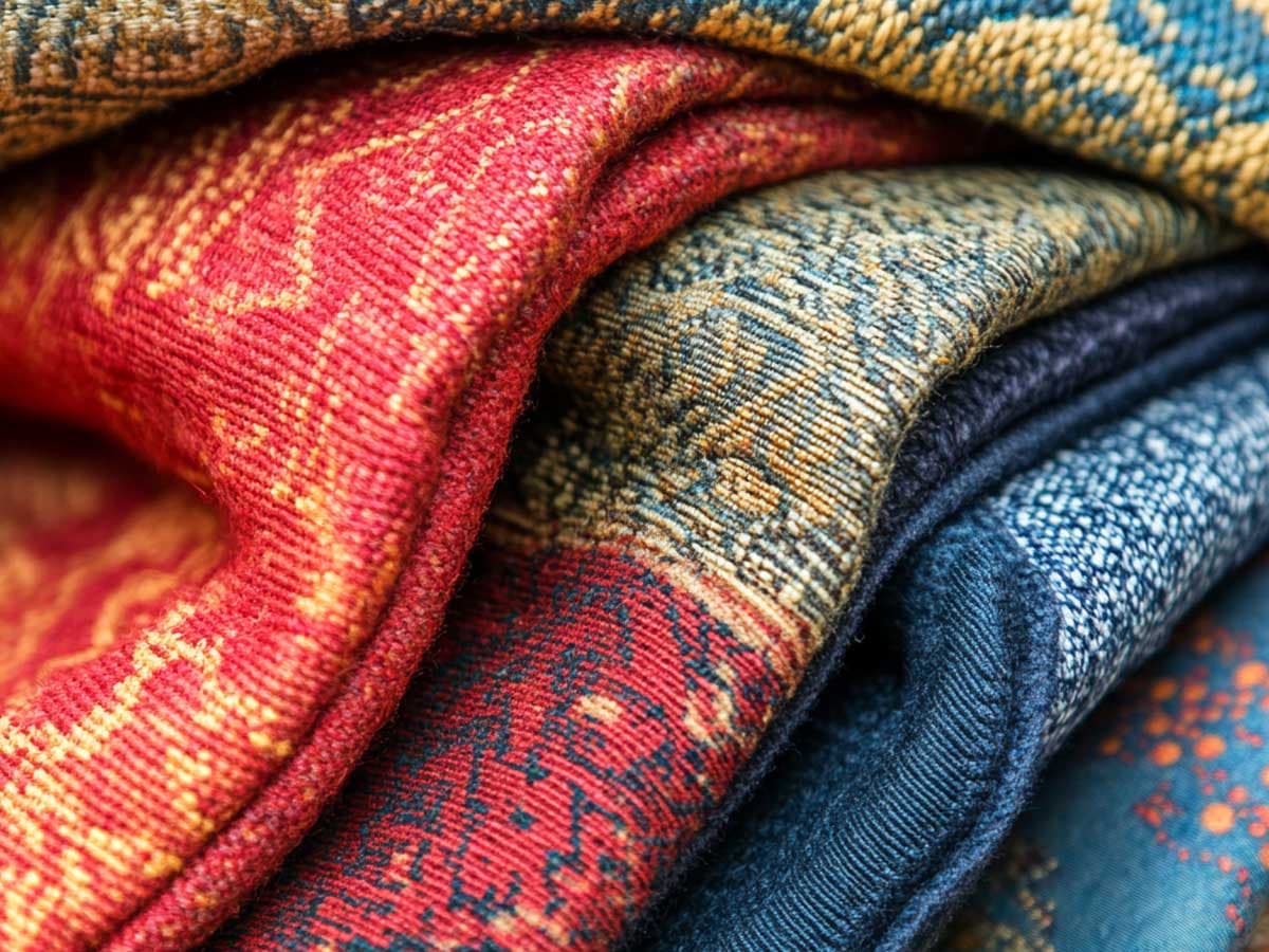 Close-up of colourful textiles