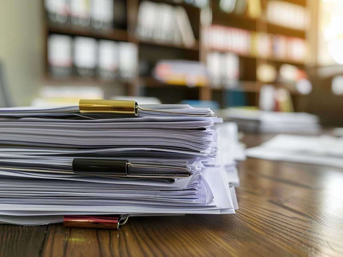 Paper documents on a desk