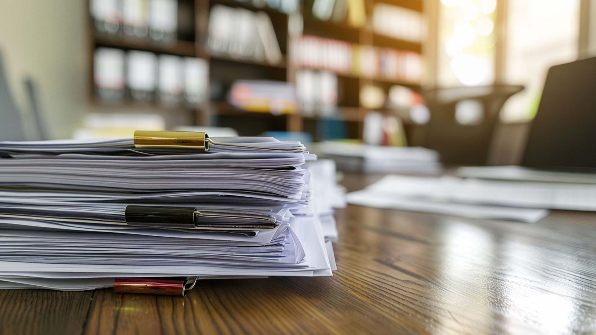 Paper documents on a desk