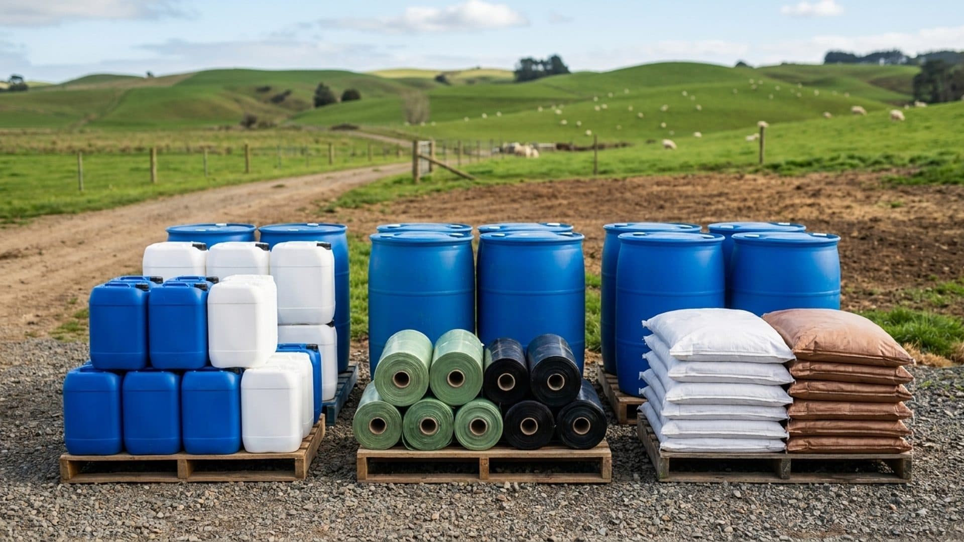 Farm plastic and agrichemical containers at a rural collection site