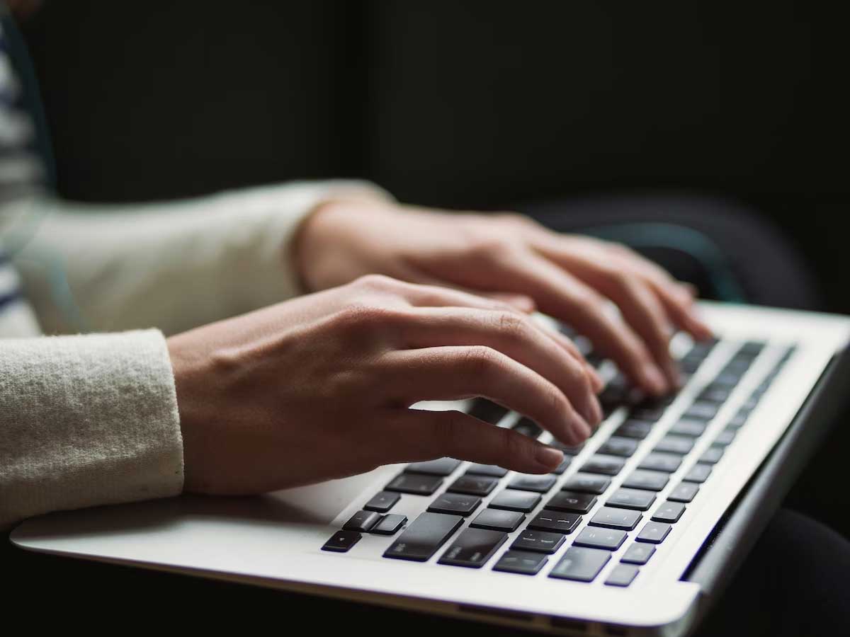 Woman using a laptop