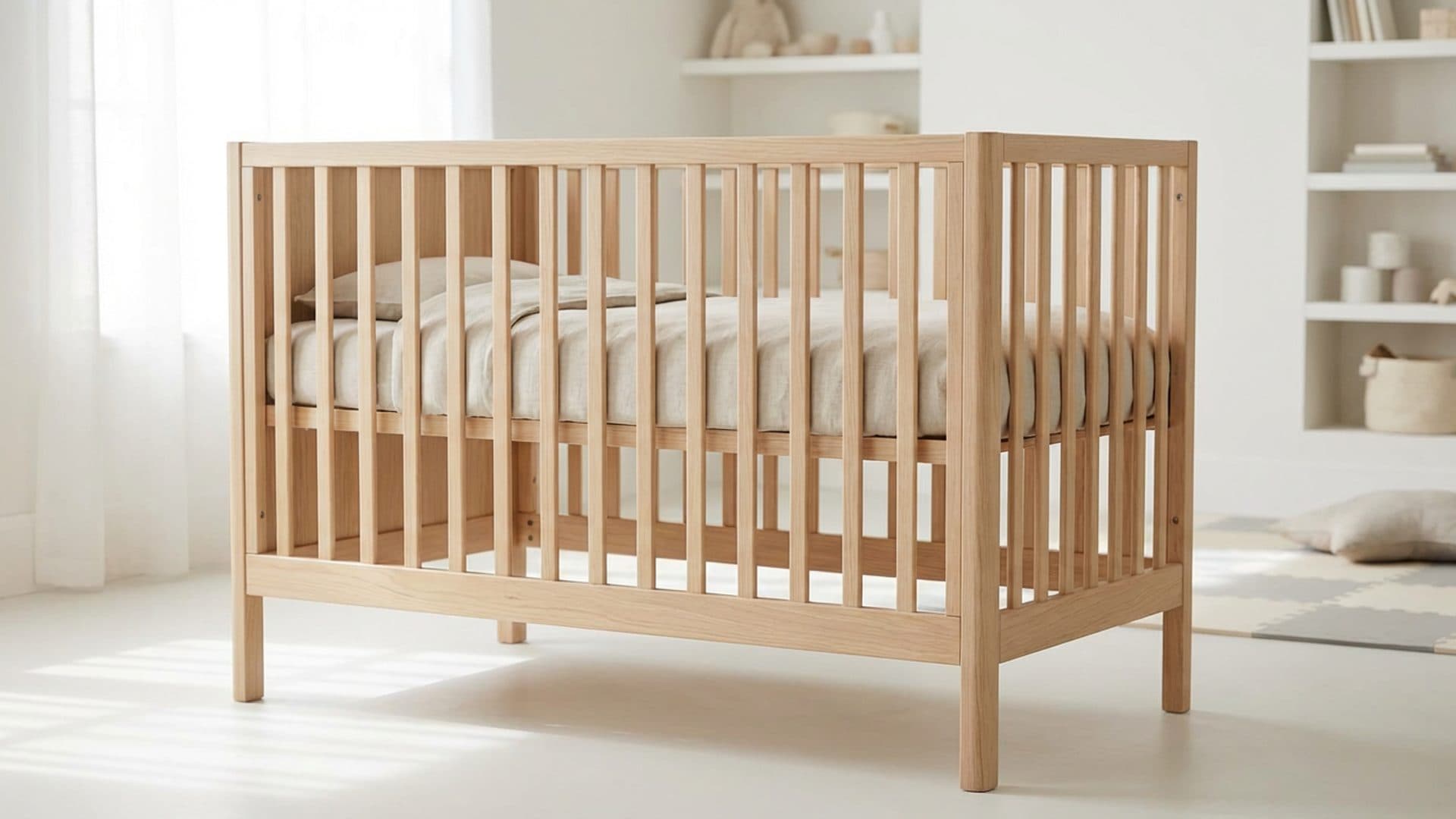 Baby cot representing childcare product safety requirements