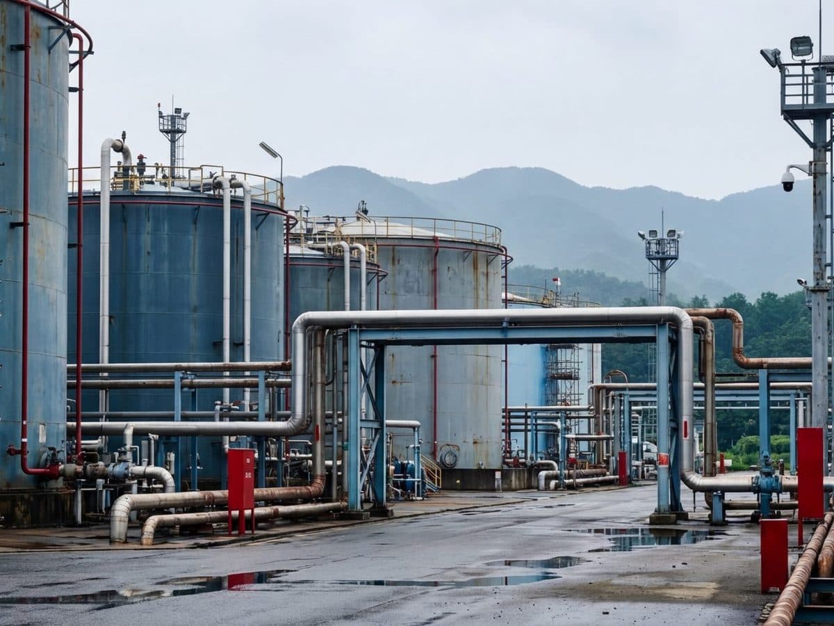 South Korean petrochemical facility with tanks and pipework