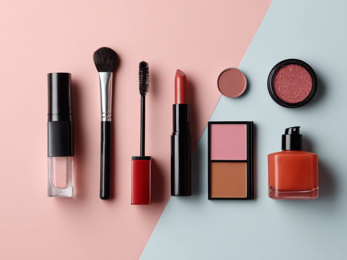 Cosmetics on a table