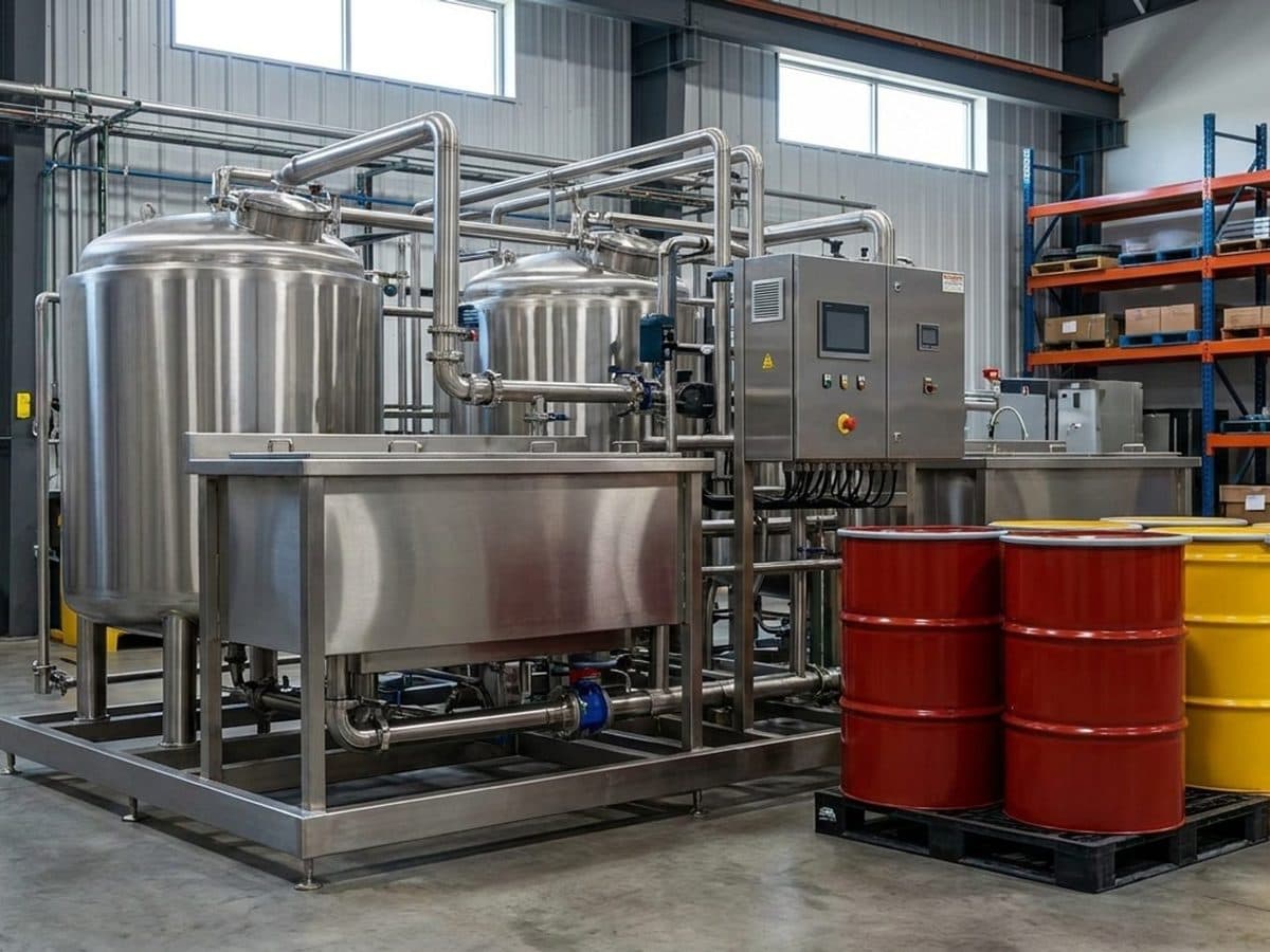 Metal-plating equipment and unbranded firefighting-foam containers