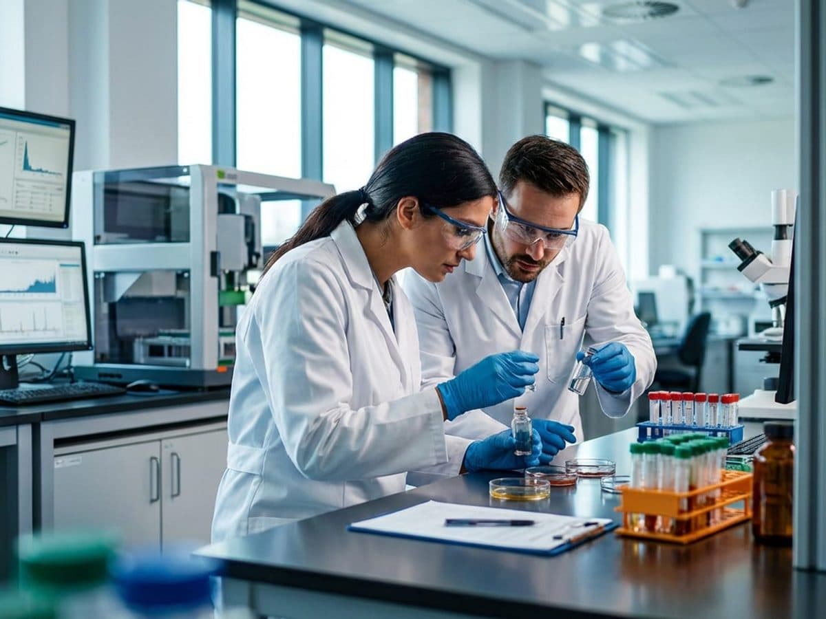 Laboratory researchers in a biomedical lab