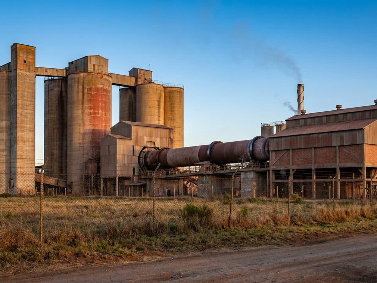 Concrete silos and buildings at a cement works