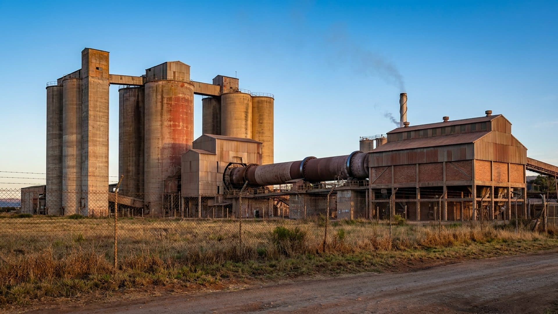 Concrete silos and buildings at a cement works