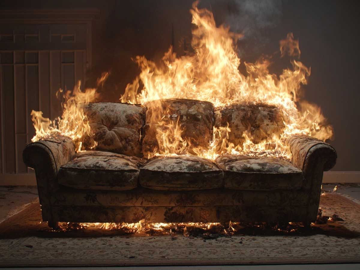 Burning sofa
