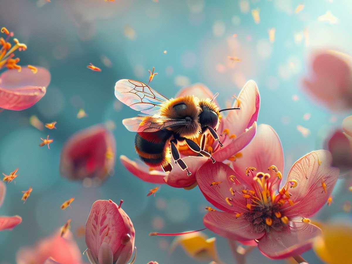 English bee in a flower