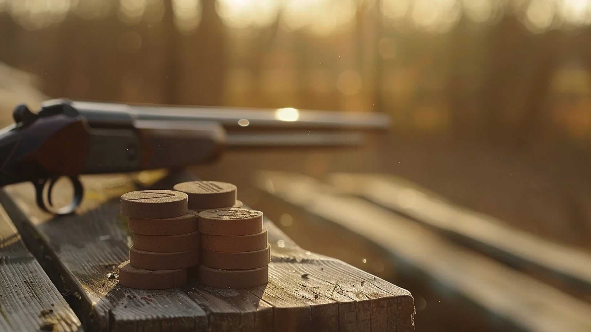 Shotgun and clay pigeon