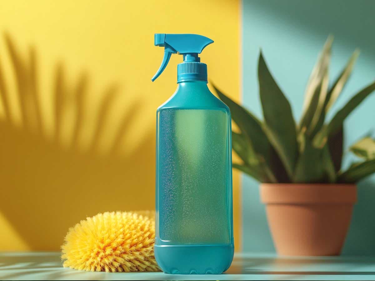 Cleaning products on a table