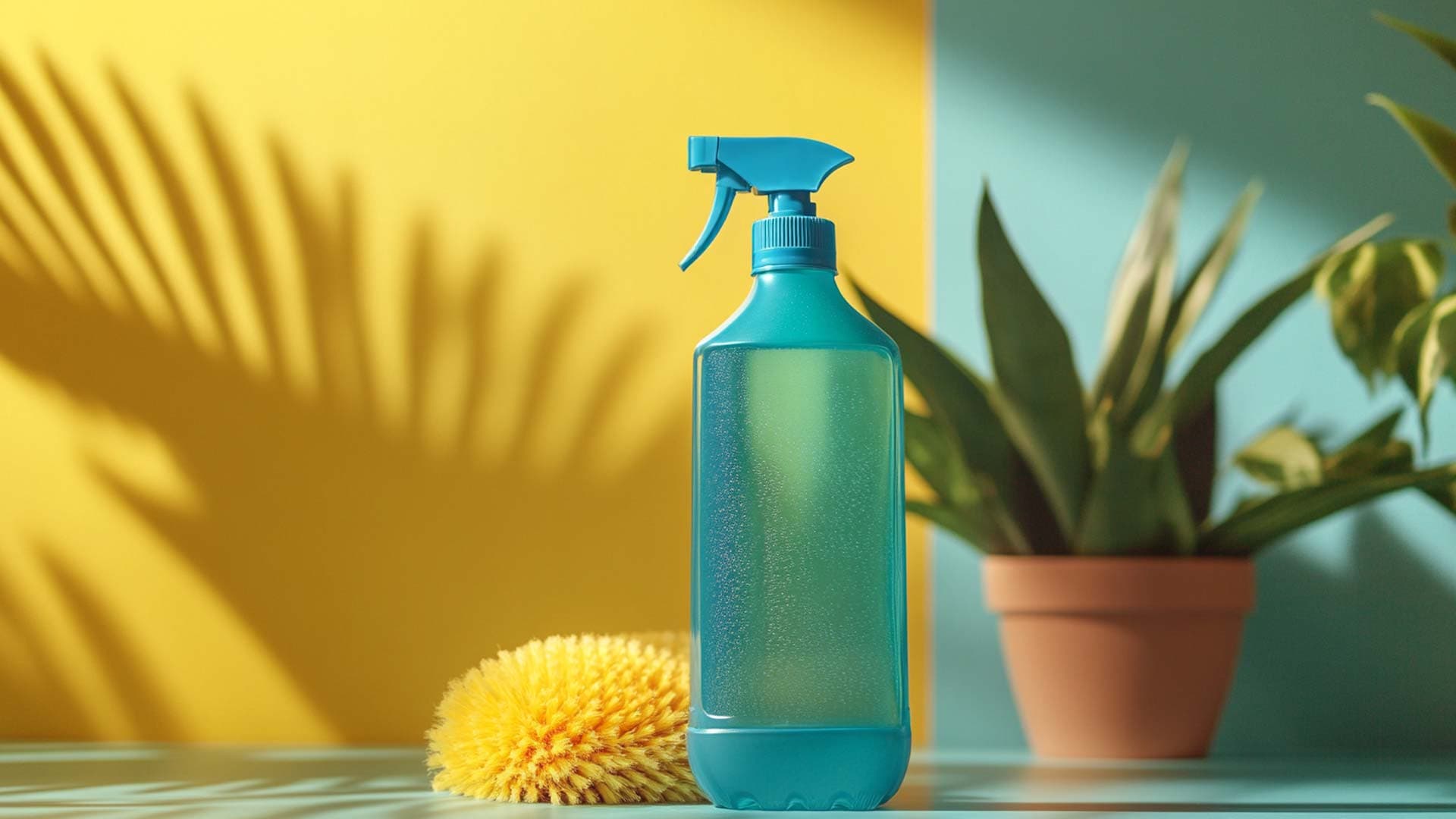 Cleaning products on a table