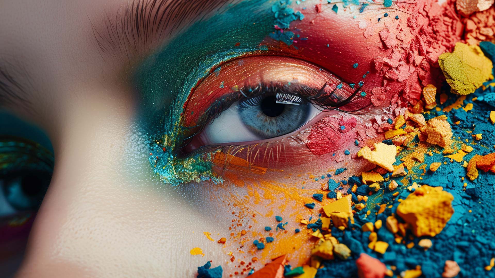 Woman with cosmetics on her face