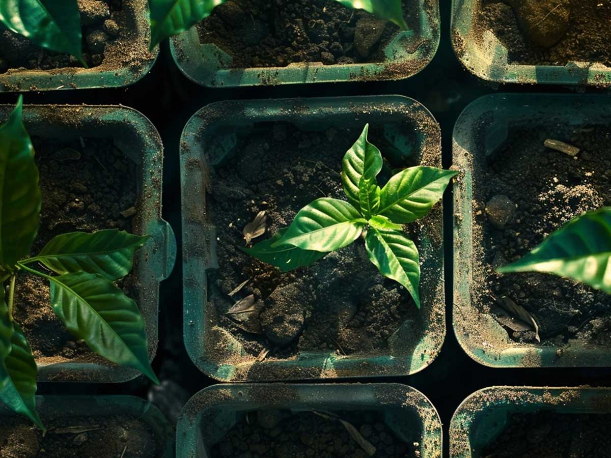 Coffee plant growing